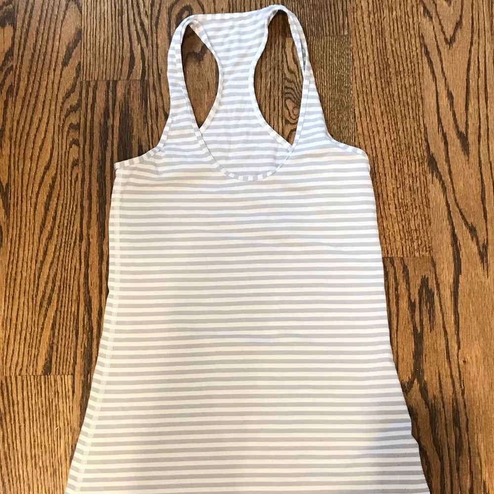 Lululemon cool racerback tank gray/white stripe